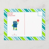 Kinder kleurrijke robotverjaardagsuitnodiging Brie Uitnodiging Briefkaart (Achterkant)