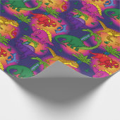 Kinder Kleurrijke Schattigee Dinosauruspatroon Cadeaupapier (Hoek)