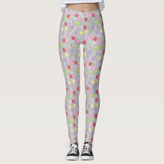 Kinder Kleurrijke Snoep Lollipop Print Leggings (Voorkant)