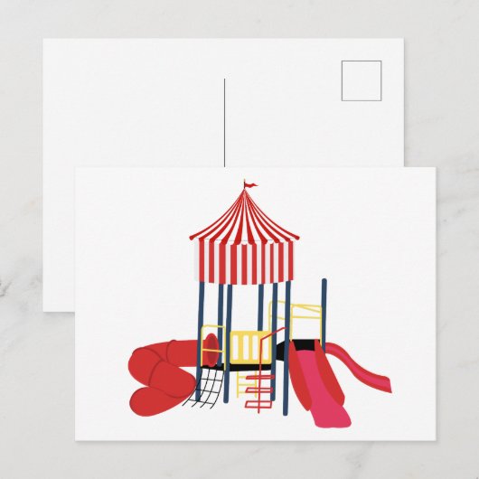 Kinder kleurrijke speeltuin feestdagenkaart (Voorkant / Achterkant)