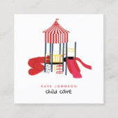 Kinder kleurrijke speeltuin kinderopvang leraar vierkante visitekaartje (Voorkant)