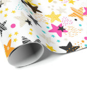 Kinder kleurrijke sterren cadeaupapier (Rol Hoek)