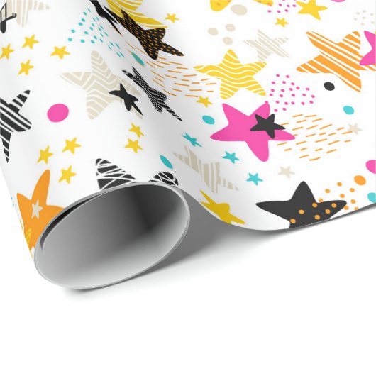 Kinder kleurrijke sterren cadeaupapier (Rol Hoek)