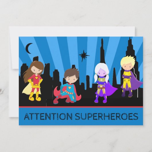 *~* Kinder kleurrijke SUPERHEROS Bold Birthday Par Kaart (Voorkant)