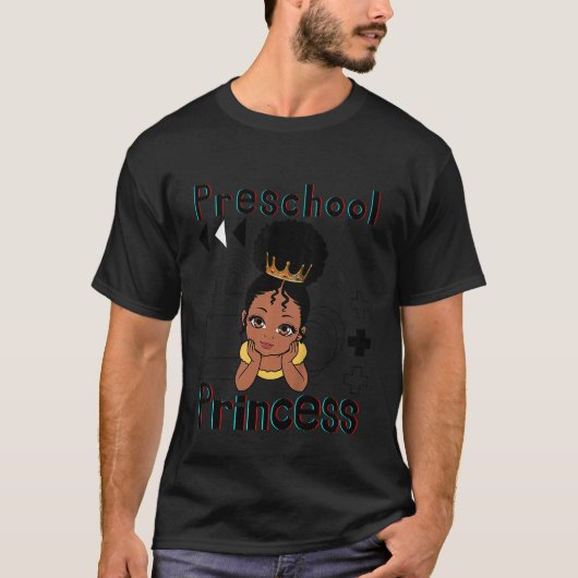 Kinder kleuterschool prinses zwart meisje magie te t-shirt (Voorkant)