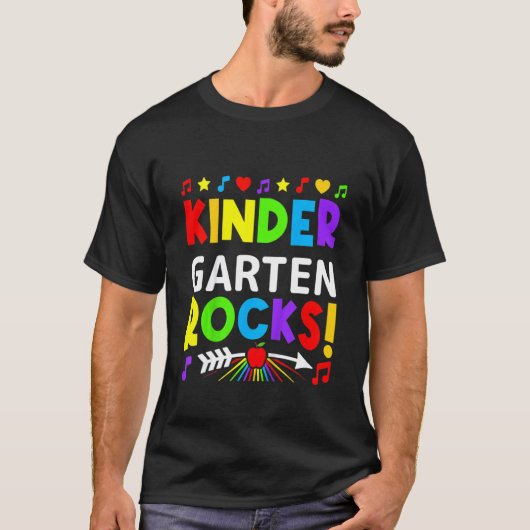 Kinder kleuterschool rocks terug naar school leraa t-shirt (Voorkant)