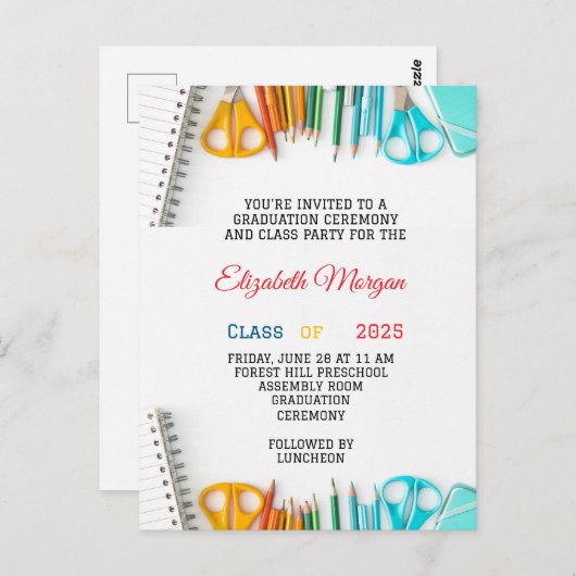 kinder kleuterschool van het moderne afstuderen briefkaart (Voorkant / Achterkant)