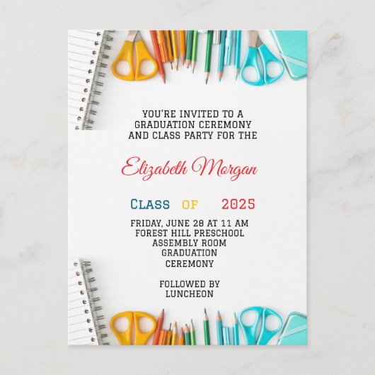 kinder kleuterschool van het moderne afstuderen briefkaart (Voorkant)