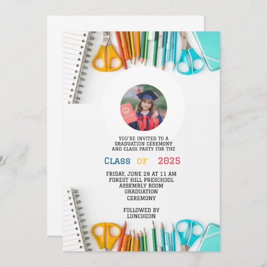 kinder kleuterschool van het moderne afstuderen kaart (Voorkant / Achterkant)