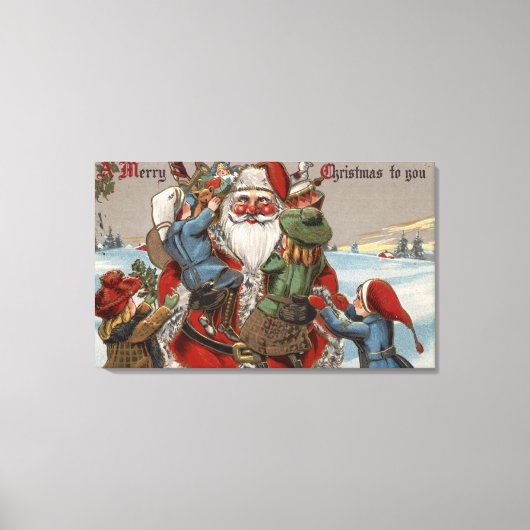 Kinder klim op de Santa Canvas Afdruk (Voorkant)