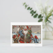 Kinder klim op de Santa Feestdagenkaart (Staand voorkant)