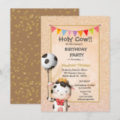 Kinder Koe meisjes Glitter Birthday Kaart (Voorkant / Achterkant)