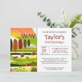 Kinder Koeien Herfst Boerderij Birthday Party Invi Kaart