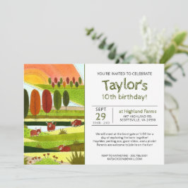 Kinder Koeien Herfst Boerderij Birthday Party Invi Kaart