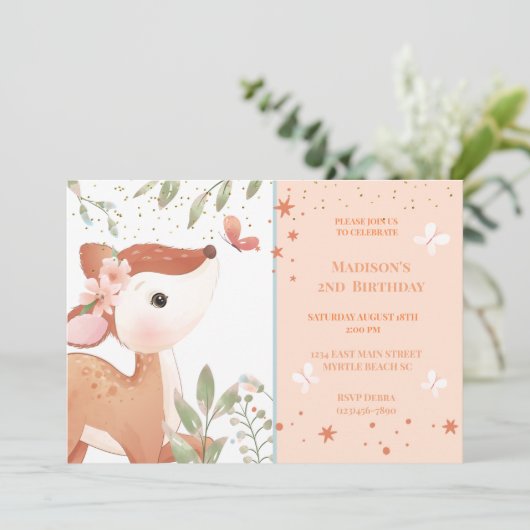 Kinder koffiedeer 2e verjaardag kaart (Staand voorkant)