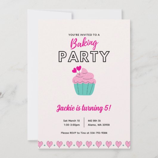 Kinder Koken Bakken Verjaardagsfeestuitnodiging Kaart (Voorkant)