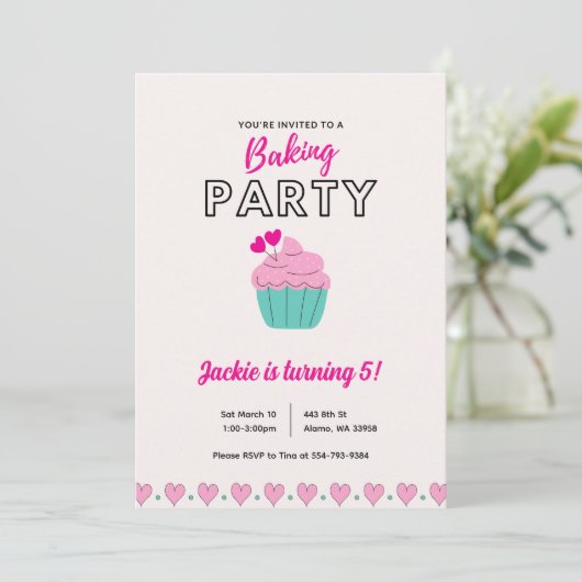 Kinder Koken Bakken Verjaardagsfeestuitnodiging Kaart (Staand voorkant)