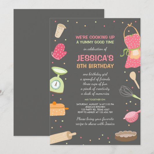 Kinder koken op de dag van de uitnodiging voor keu (Voorkant / Achterkant)