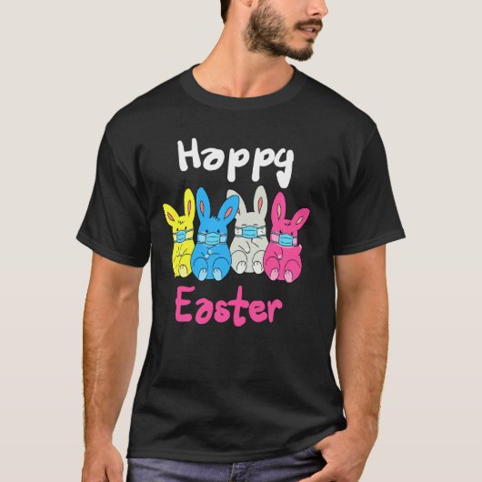 Kinder konijnen Bunny Face Mask Happy Easter Quara T-shirt (Voorkant)