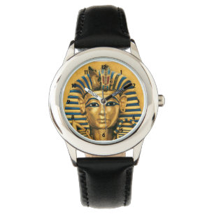 Kinder Koning Tut Egyptische zwarte leder Horloge