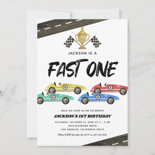 Kinder koningswagen 1e verjaardag uitnodiging (Voorkant)