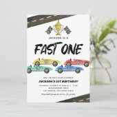 Kinder koningswagen 1e verjaardag uitnodiging (Staand voorkant)