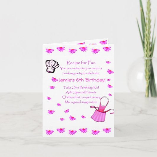 Kinder kookfeestuitnodiging aanpassen (Voorkant)