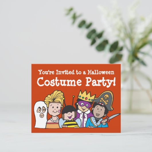 Kinder Kostuum Feest Uitnodigingen (Staand voorkant)