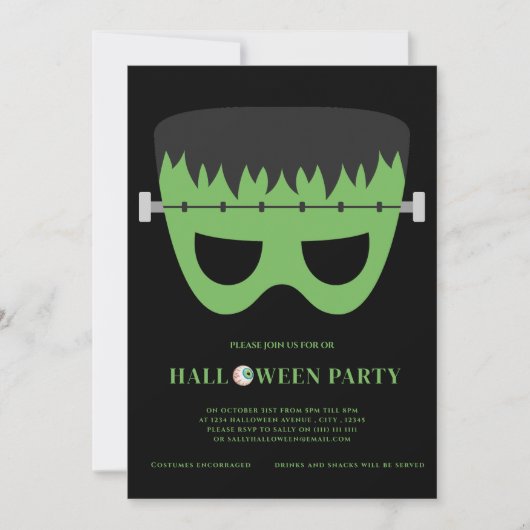 kinder kostuum Frankenstein Halloween Party Kaart (Voorkant)