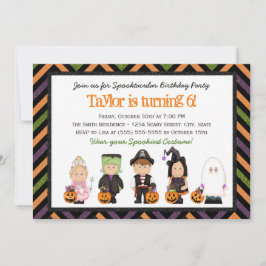 Kinder kostuum Halloween Birthday Party Invitation Kaart
