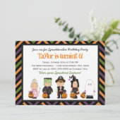 Kinder kostuum Halloween Birthday Party Invitation Kaart (Staand voorkant)
