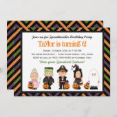 Kinder kostuum Halloween Birthday Party Invitation Kaart (Voorkant / Achterkant)