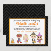 Kinder kostuum Halloween Birthday Party Invitation Kaart (Voorkant / Achterkant)