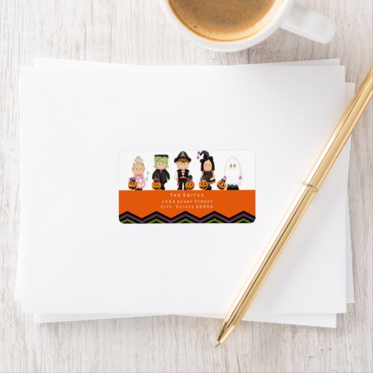 Kinder kostuums adreslabel III Etiket (Insitu)