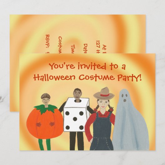 Kinder kostuums Halloween Feestuitnodigingen Kaart (Voorkant / Achterkant)