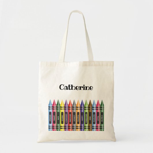 Kinder krijt roze groen positief gedachten school tote bag (Voorkant)