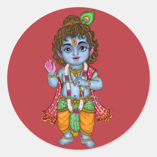 Kinder Krishna-sticker Ronde Sticker (Voorkant)