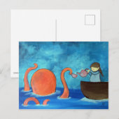 Kinder kunstmeisjes Octopus Tea Party Cute Briefkaart (Voorkant / Achterkant)