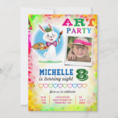 Kinder kunstschilderende Birthday-fotouitnodiging Kaart (Voorkant)