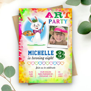 Kinder kunstschilderende Birthday-fotouitnodiging Kaart
