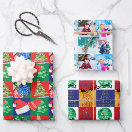 Kinder kunsttekeningen en foto's, set van 3 inpakpapier vel