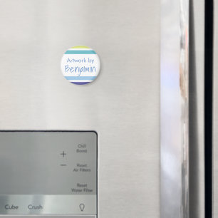 Kinder kunstwerknaam blauw groen streepjesmagneet magneet