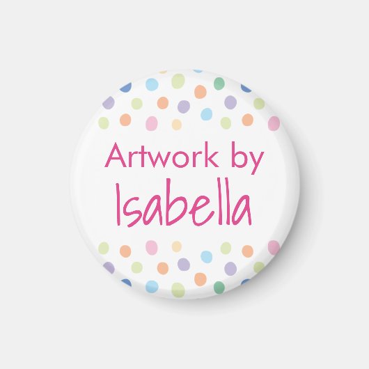 Kinder kunstwerknaam Rainbow Stippen Magnet (Voorkant)