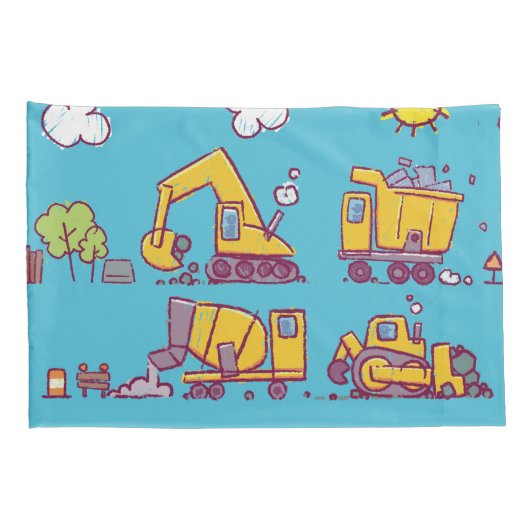 Kinder Kussensloop met bouwthema (Achterkant-Rechts)