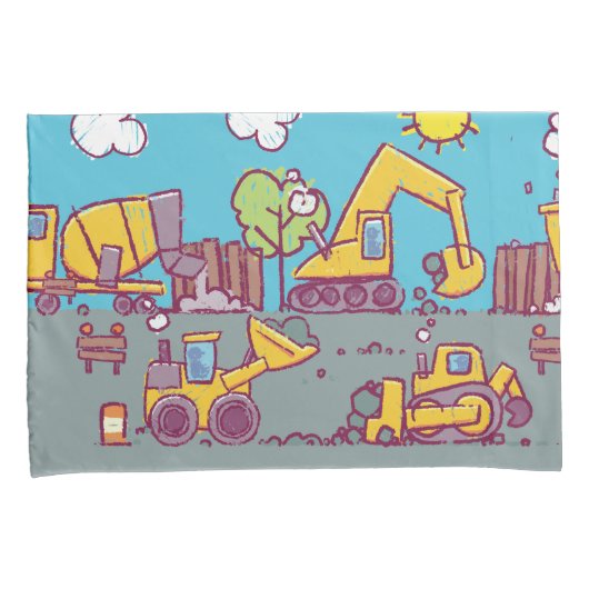 Kinder Kussensloop met bouwthema (Voorkant-Rechts)