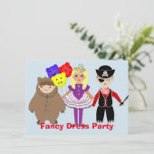 Kinder Kute Fancy Dress-partij Kaart (Staand voorkant)