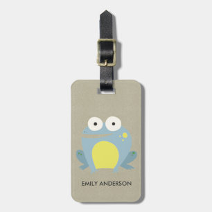 KINDER KUTE PERSONALISEERDE BLUE KRAFT BABY FROG BAGAGELABEL