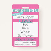 Kinder Label voor medische waarschuwingen over voe Badge (Voorkant)