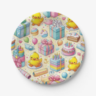 Kinder Lachende Duckling Verjaardagsfeest Borden Papieren Bordje