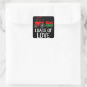 Kinder ladingen Love Tractor Cute Valentijnsdag Vierkante Sticker (Tas)